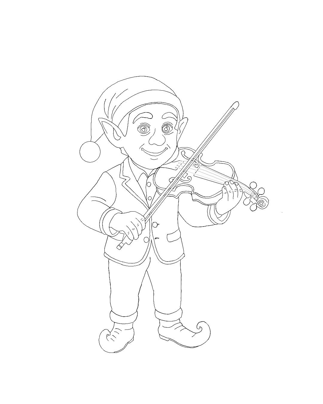 Elf artwork 10 black and white colouring page