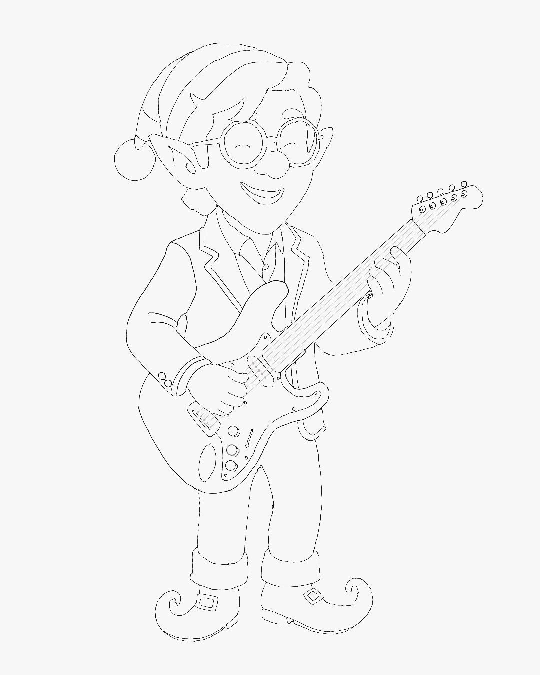 Elf artwork 13 black and white colouring page