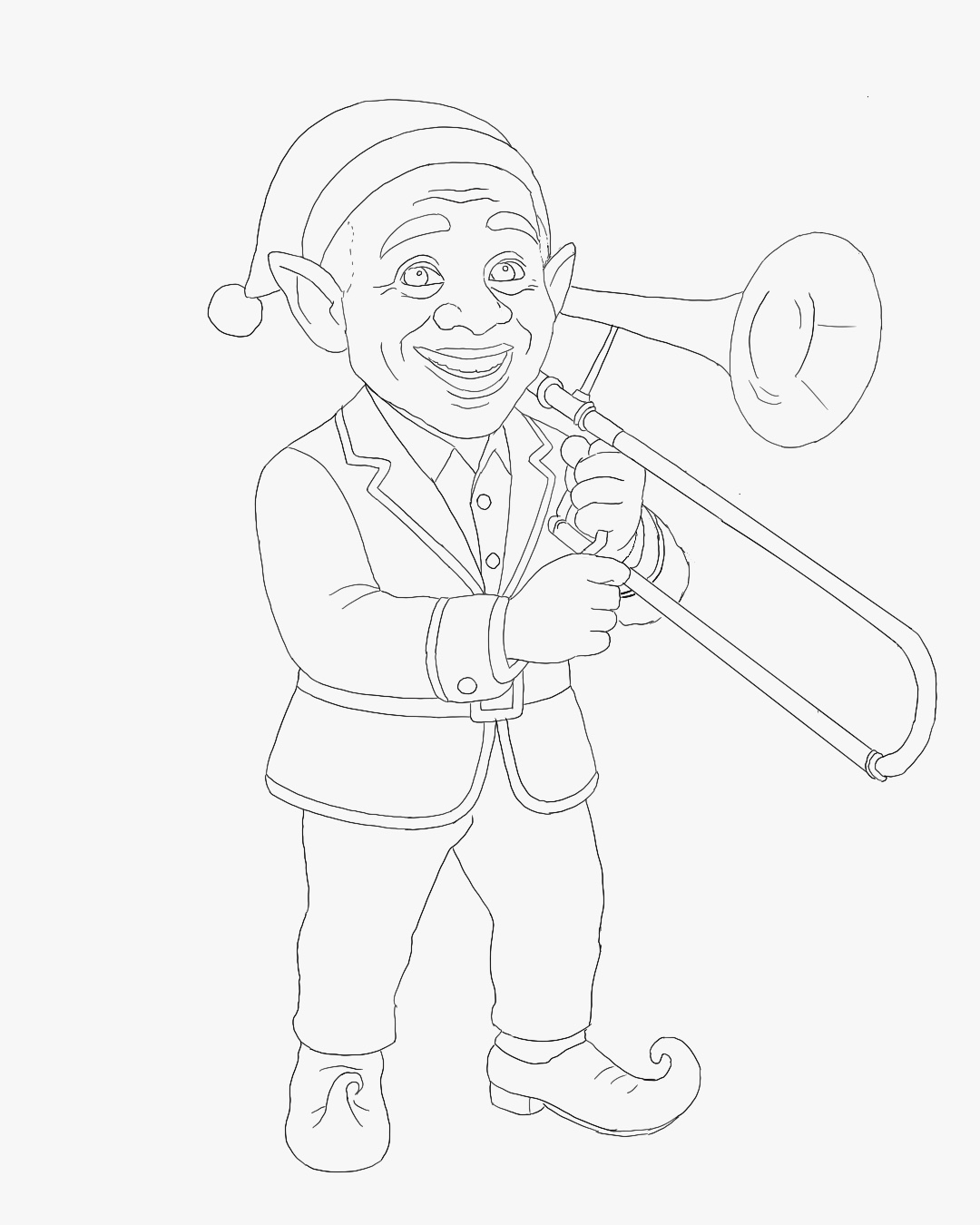 Elf artwork 14 black and white colouring page