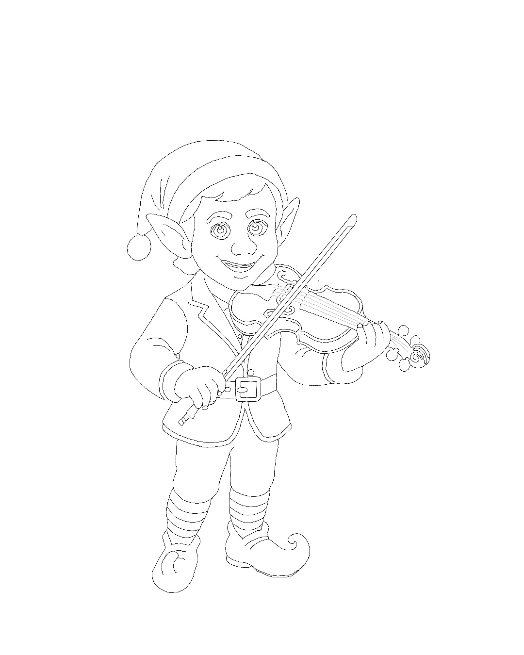 Elf artwork 15 black and white colouring page