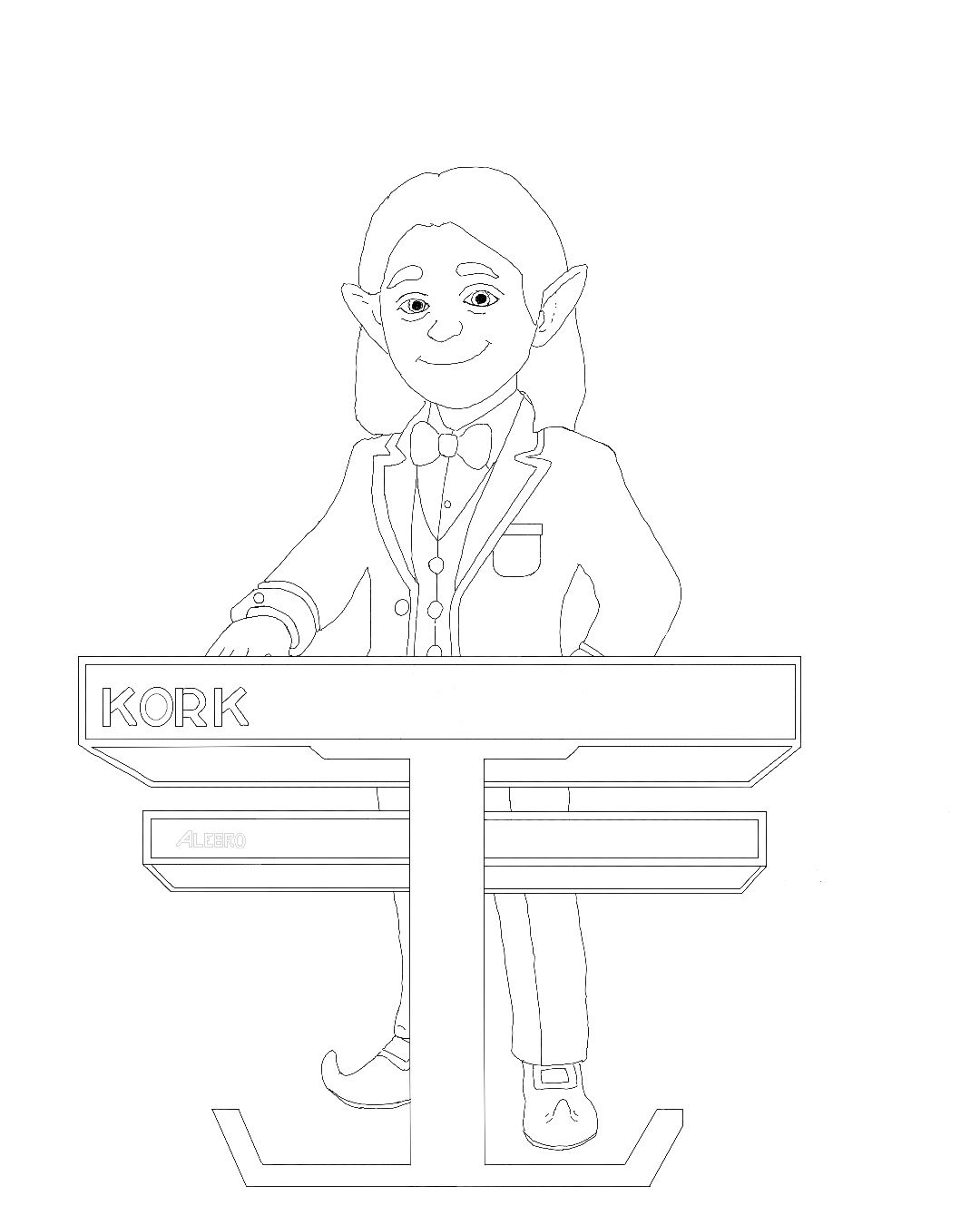Elf artwork 3 black and white colouring page