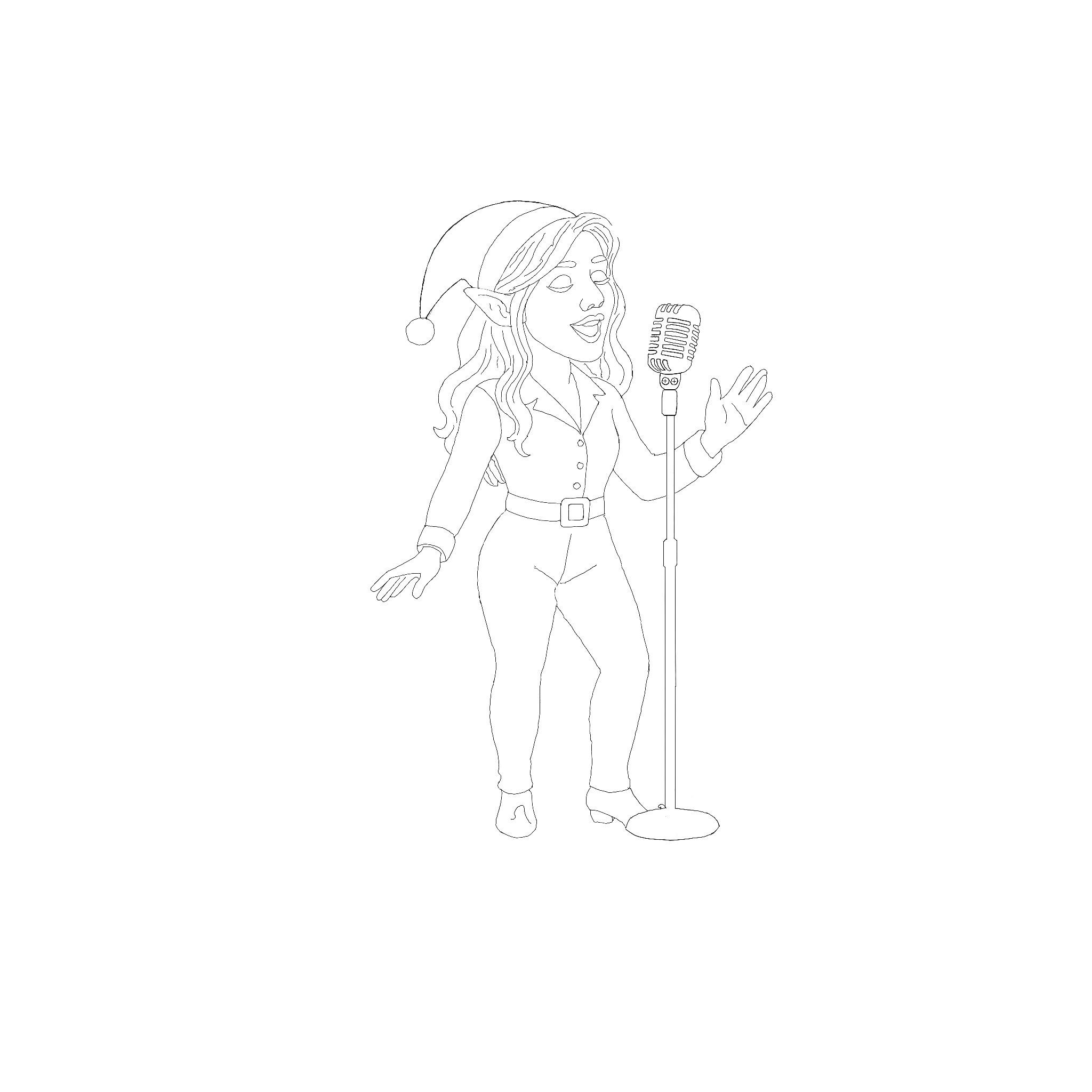 Elf artwork 5 black and white colouring page
