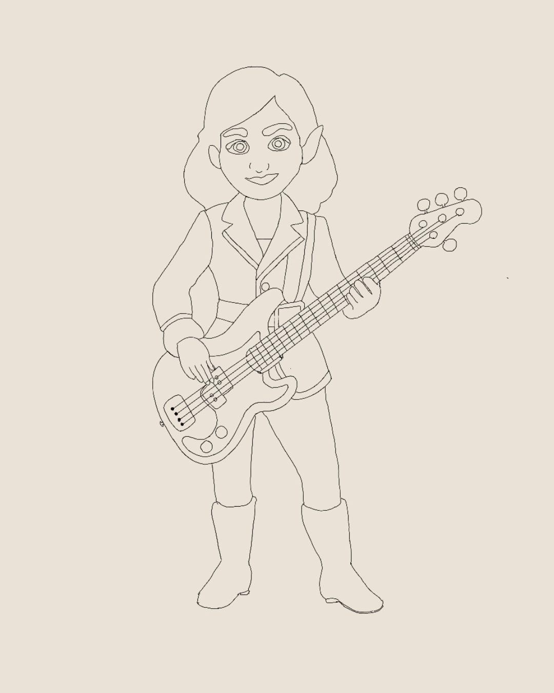 Elf artwork 8 black and white colouring page